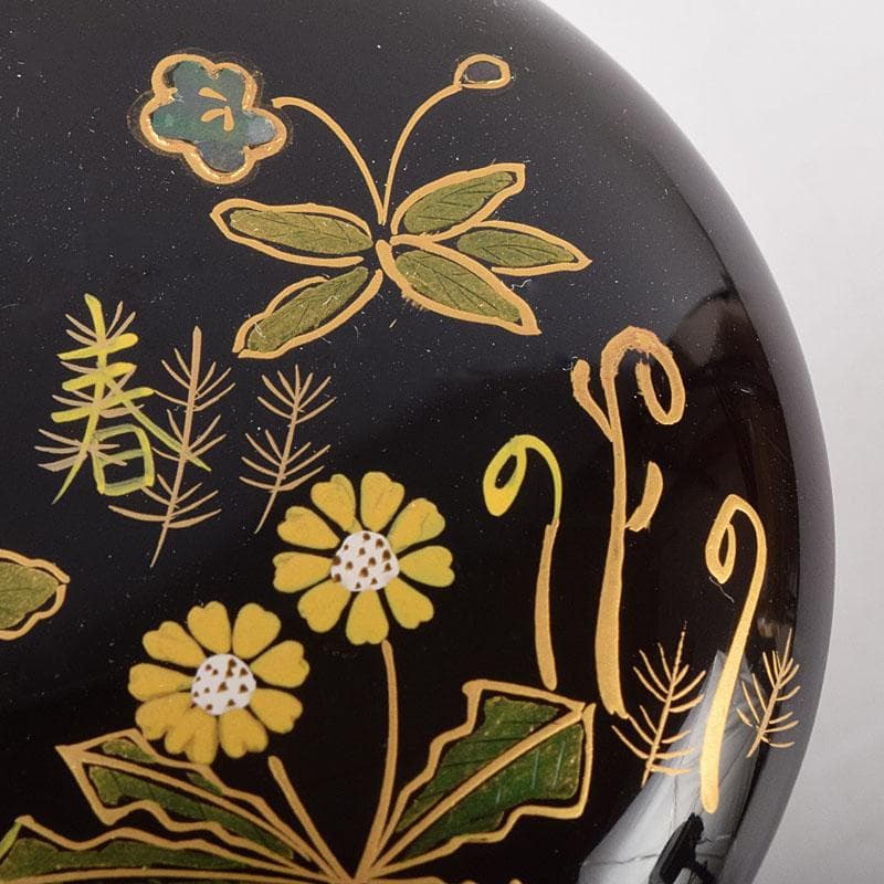 茶道具　越前塗師　宮田宗景作　螺鈿　春の若草蒔絵　金輪寺　棗　共箱　VR8993