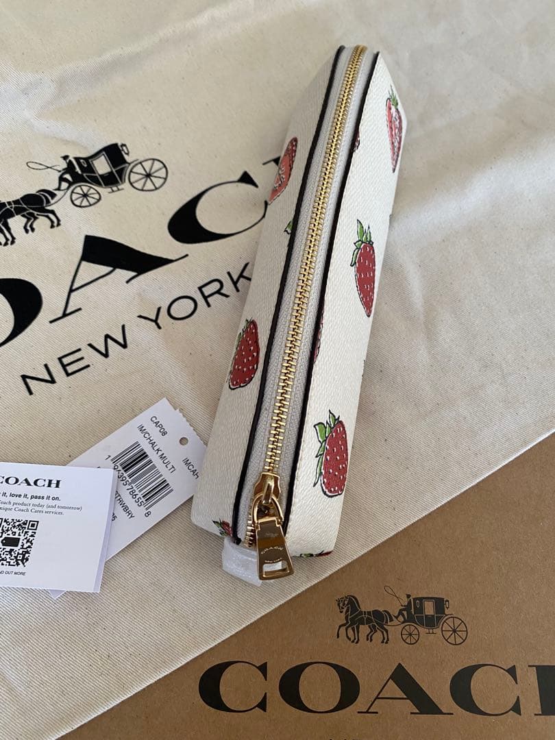 【COACH CAP08】ポーチ ペンケース筆箱 筆記具 ストロベリープリント