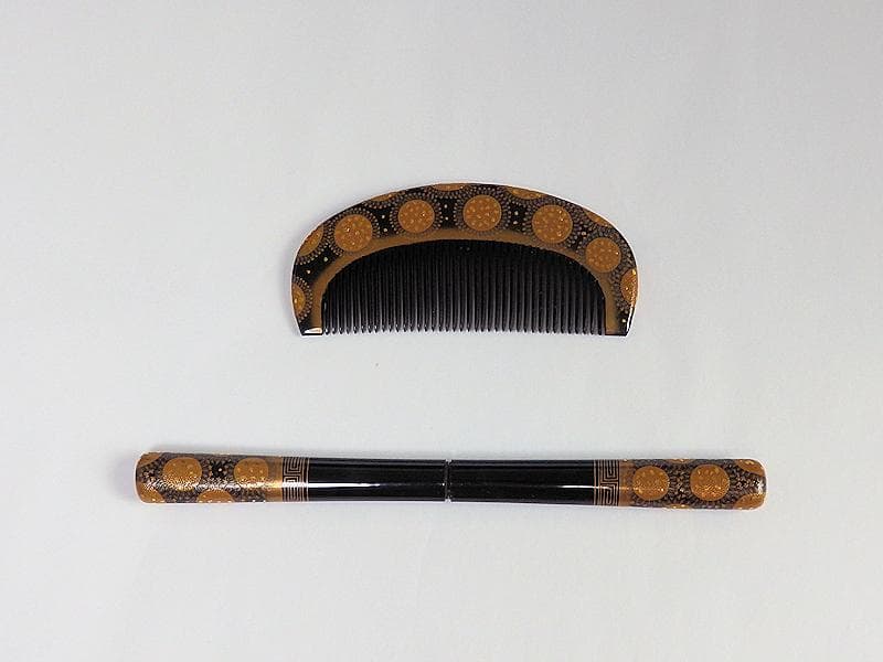 和装アクセサリー　アンティーク 櫛・笄セット　切金入蒔絵　C559A-fbeo