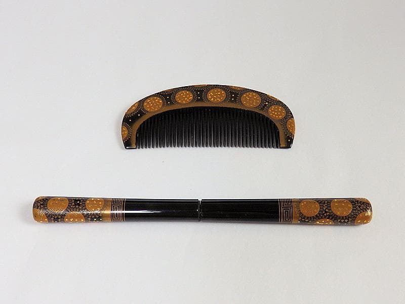 和装アクセサリー　アンティーク 櫛・笄セット　切金入蒔絵　C559A-fbeo