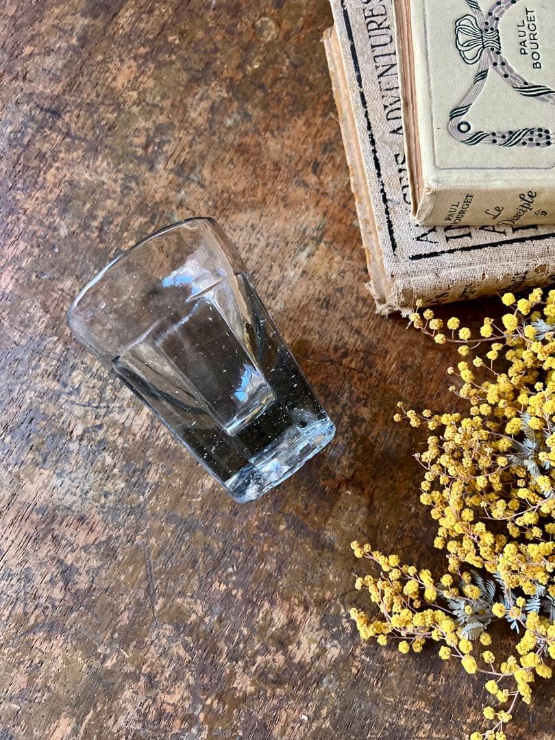 アンティーク　梅型コップ　剣先コップ　ウランガラス　和ガラス　古道具　大正ロマン