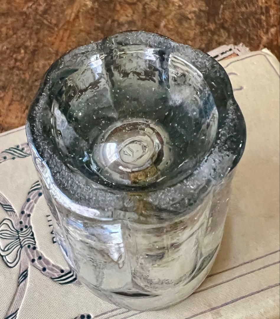 アンティーク　梅型コップ　剣先コップ　ウランガラス　和ガラス　古道具　大正ロマン