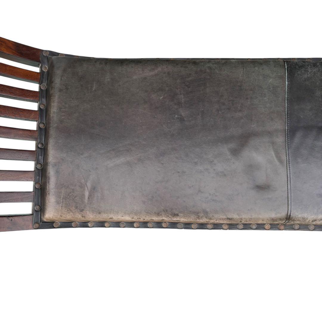 本革 木製レザー 革製 椅子 長椅子 天然木 チーク材 無垢材 カルティニベンチ