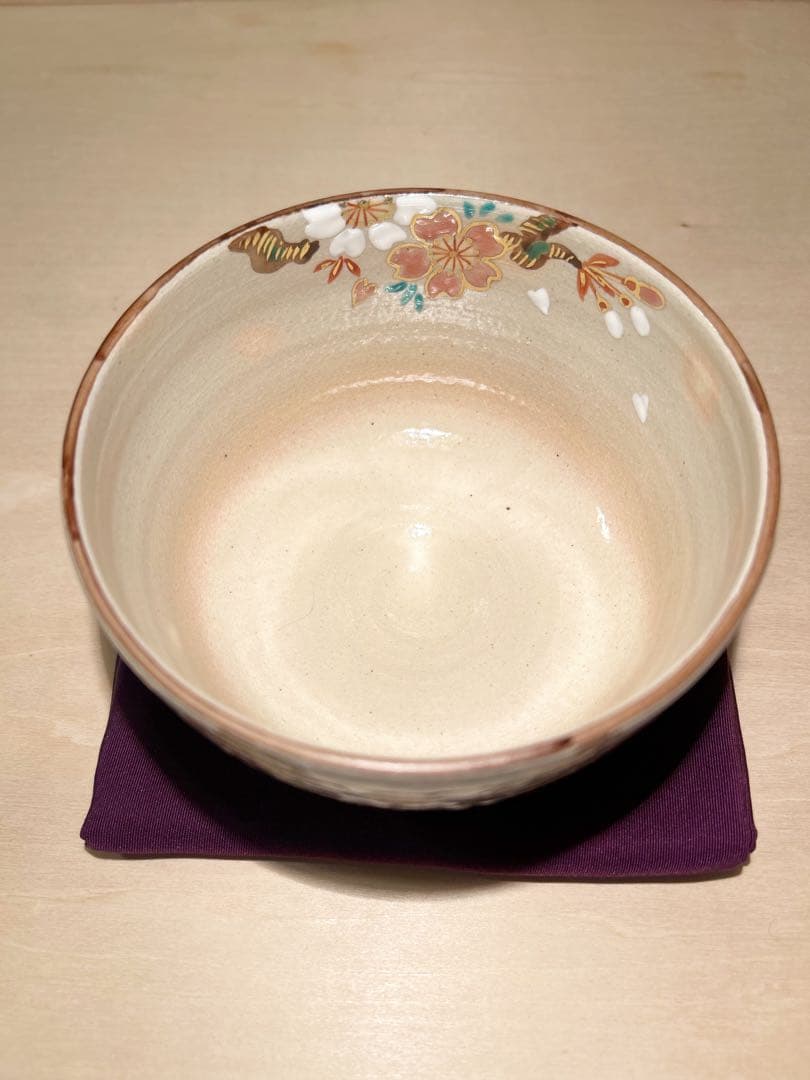 京焼　乾山写　桜の図　抹茶茶碗