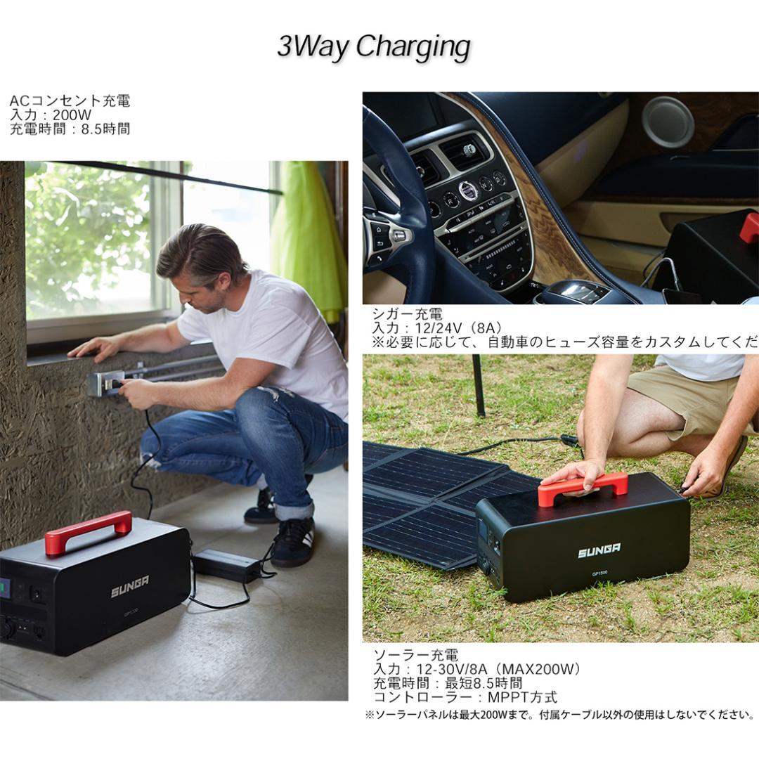SUNGA ポータブル電源 GP1500 ポータブルバッテリー インバーター