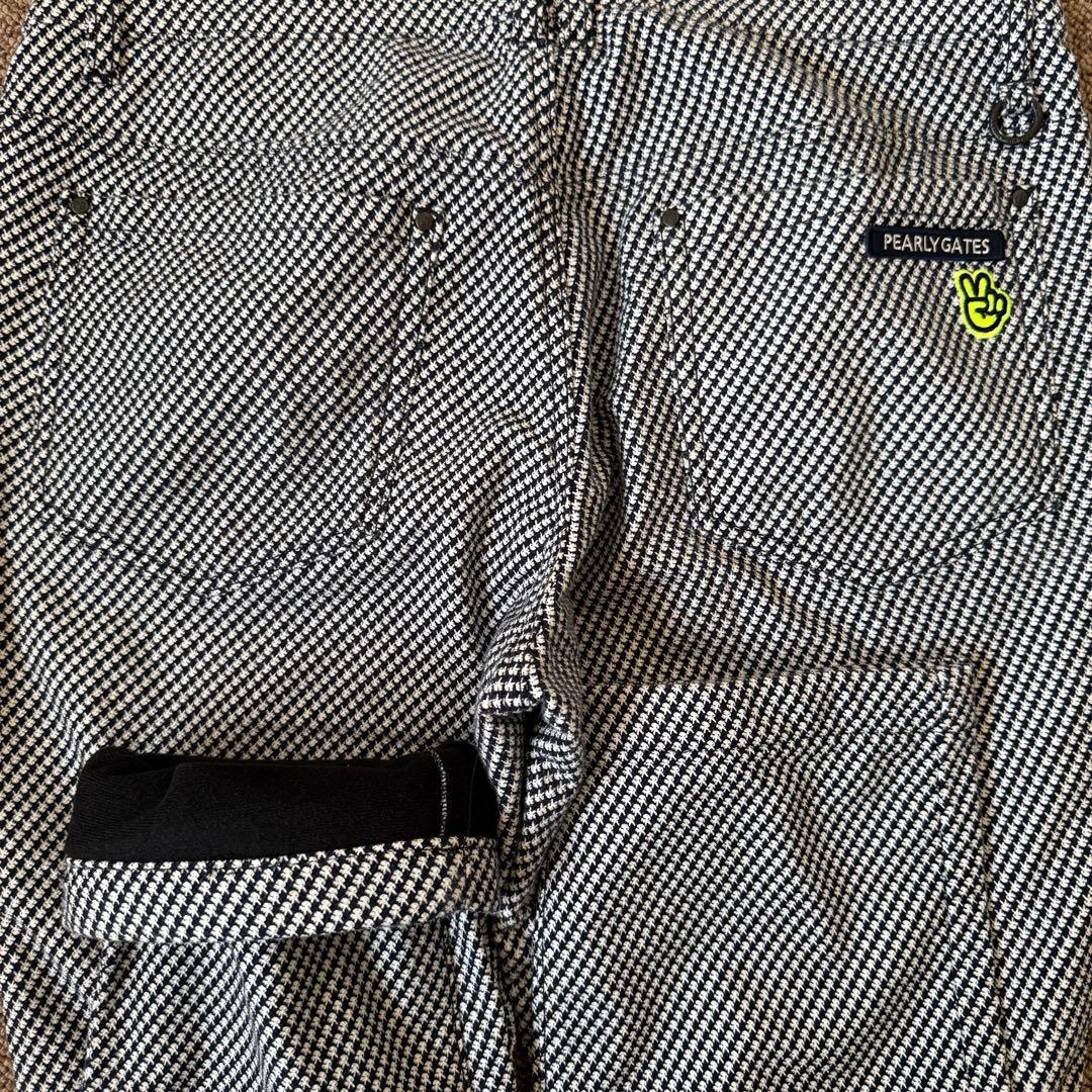 裏起毛　防寒　秋冬　パーリーゲイツ　パンツ　XL〜XXL相当 千鳥格子　黒　白