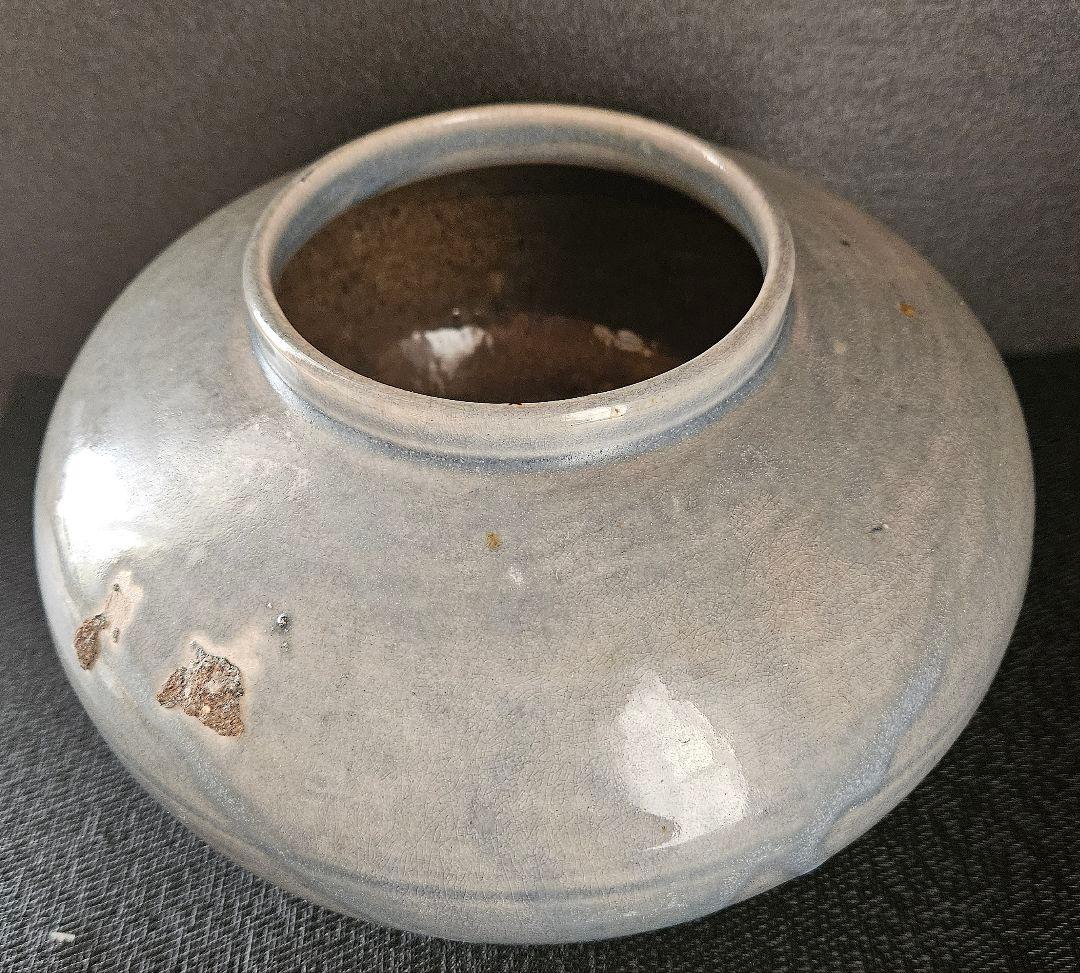 【大名品❗】李氏朝鮮時代　李朝分院手　瑠璃釉　胴継ぎ　壺　算盤形壺　提灯壺