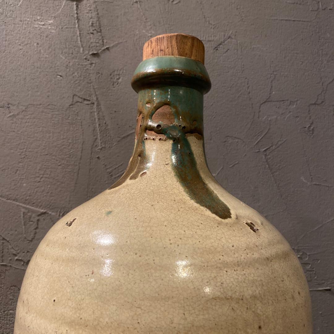 時代物 骨董品 大徳利 一輪挿し 花器 益子焼 木蓋付き コレクション