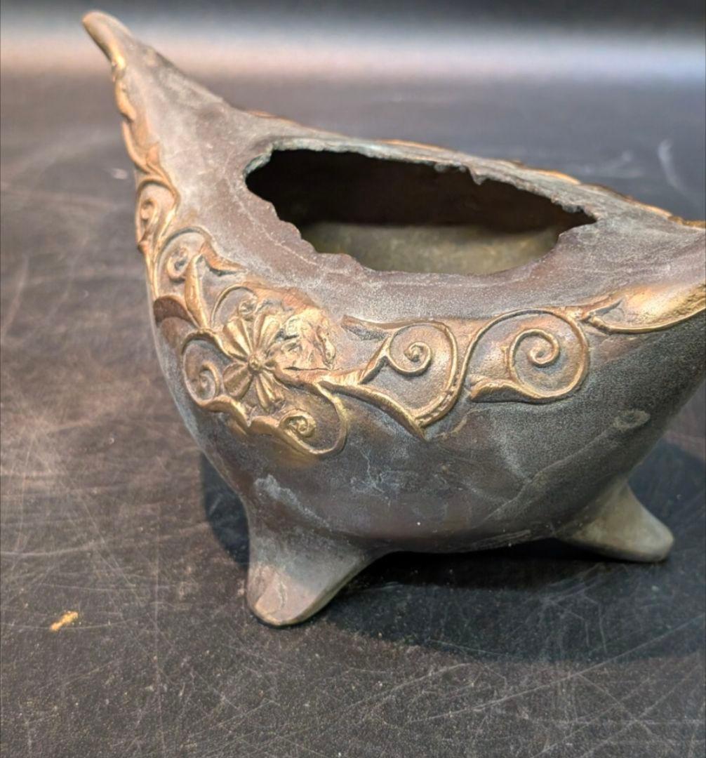 古銅 筆洗 銅器 宣徳銅 大明宣徳三年春工部大臣呉邦佐 在銘 銅製 金工 香炉