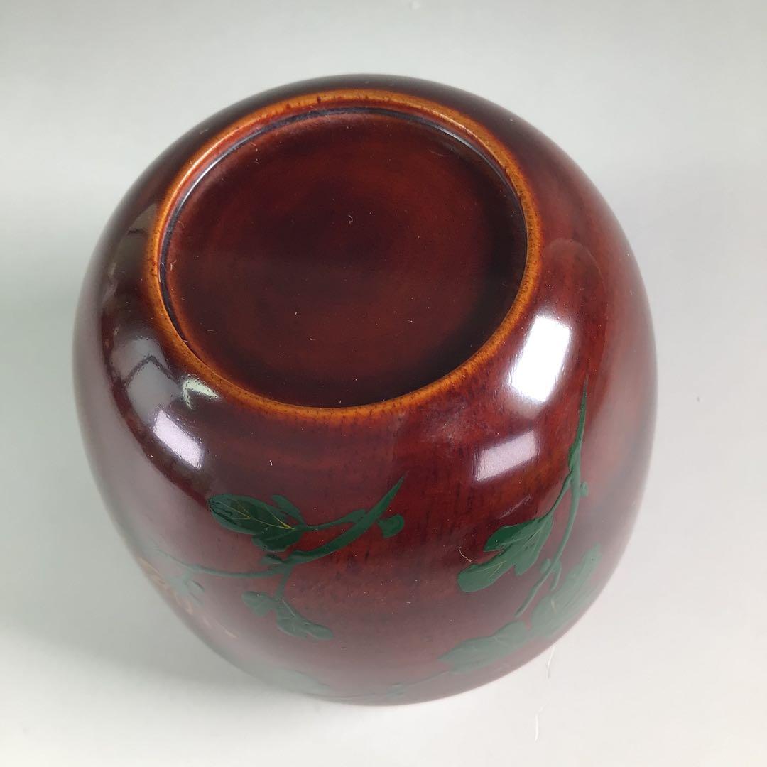 Ｒ１５４　棗　『和田瑾斎作』『大徳寺　藤井誡堂　箱書』『菊蒔絵』『中棗』　共箱