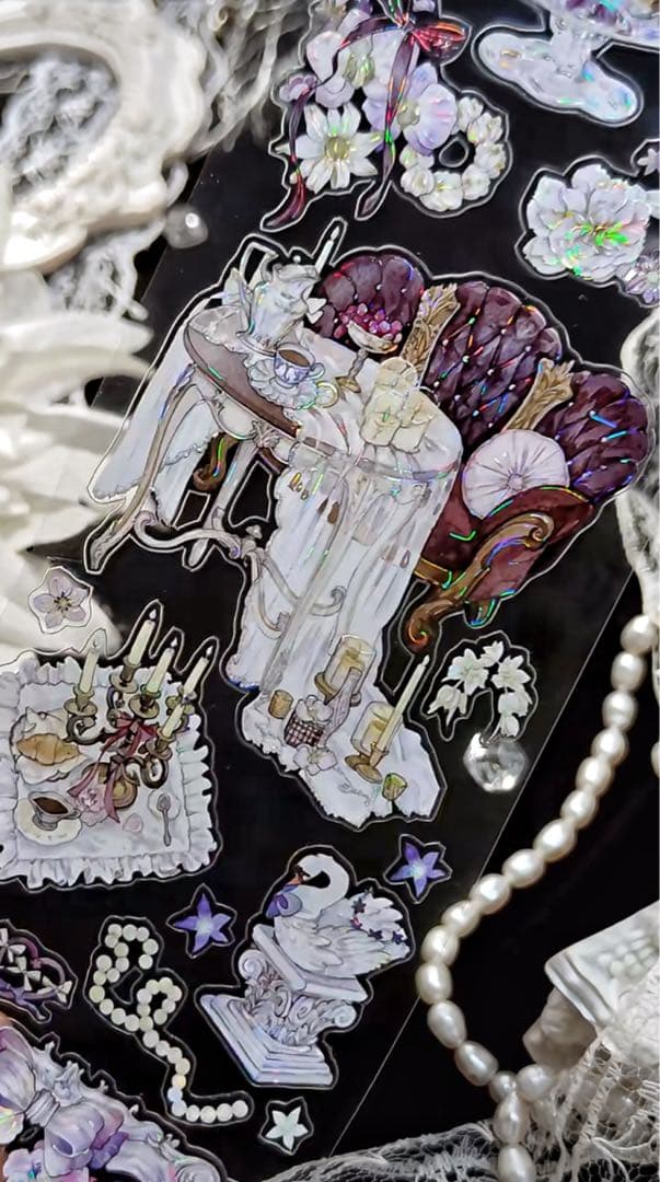 【9476】海外　5m巻　貝殻光カッティングマスキングテープ　お茶会　装飾系