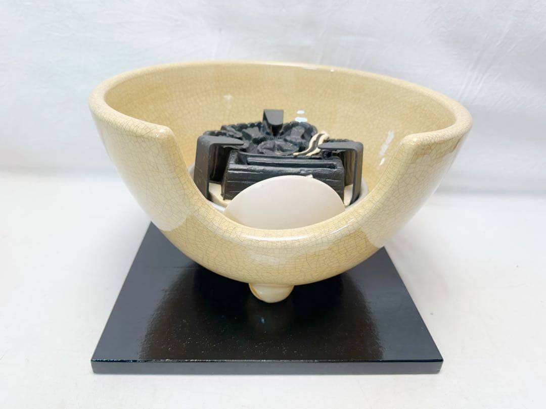 未使用 茶道具 風炉型 電熱器 さつま枇杷色紅鉢 野々田式 香入 まえがわらけ