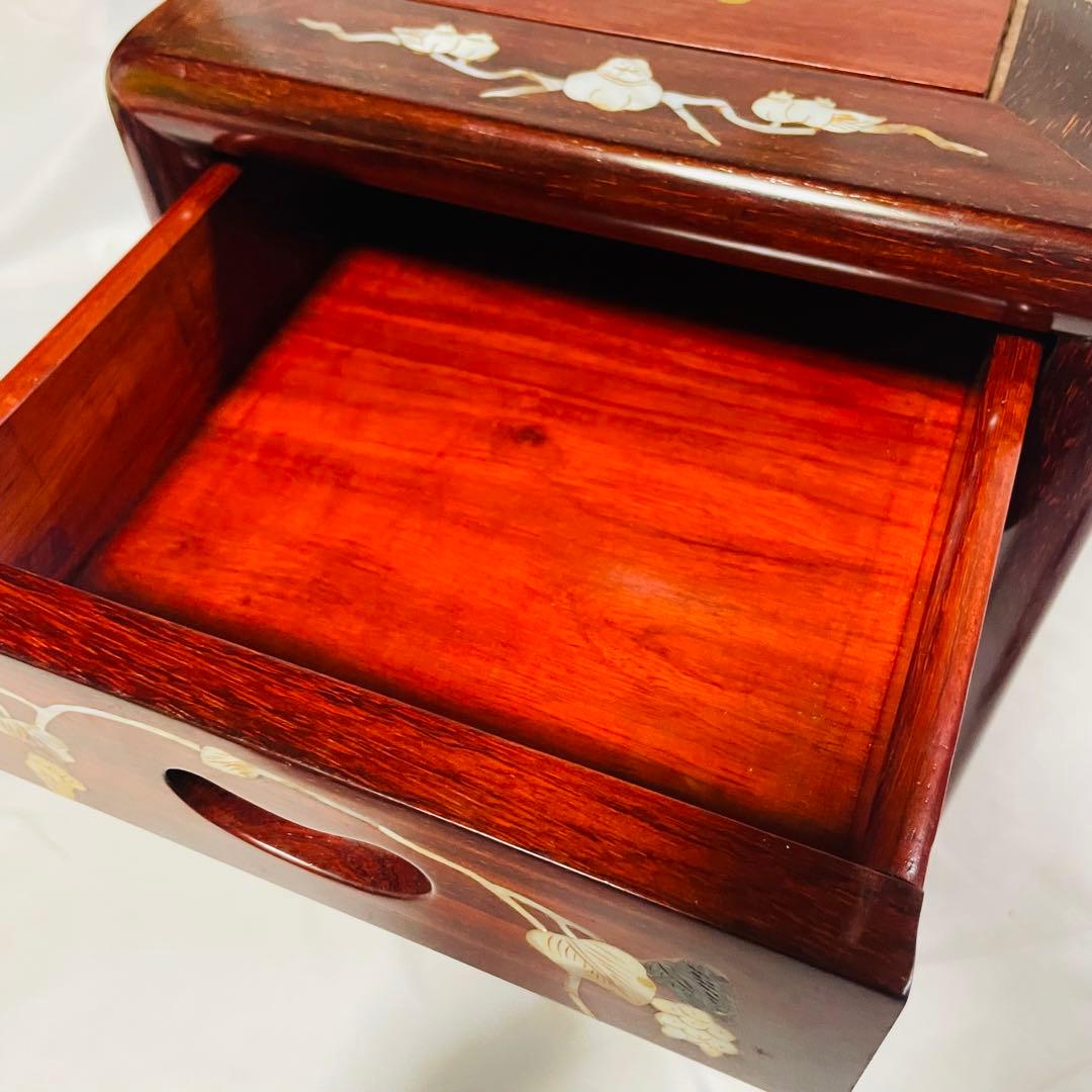 螺鈿家具 螺鈿細工 唐木 引き出し 五段 チェスト