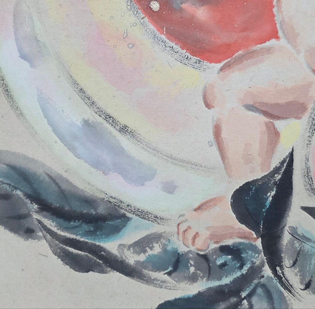 【桃太郎図】木村亮平 743 共箱 掛け軸 肉筆 端午の節句