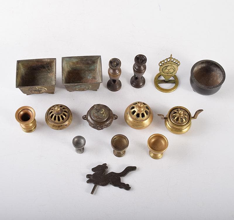 仏教美術　古銅　香炉　花立　火立　仏飯器など　仏具15点まとめて　V　R5094