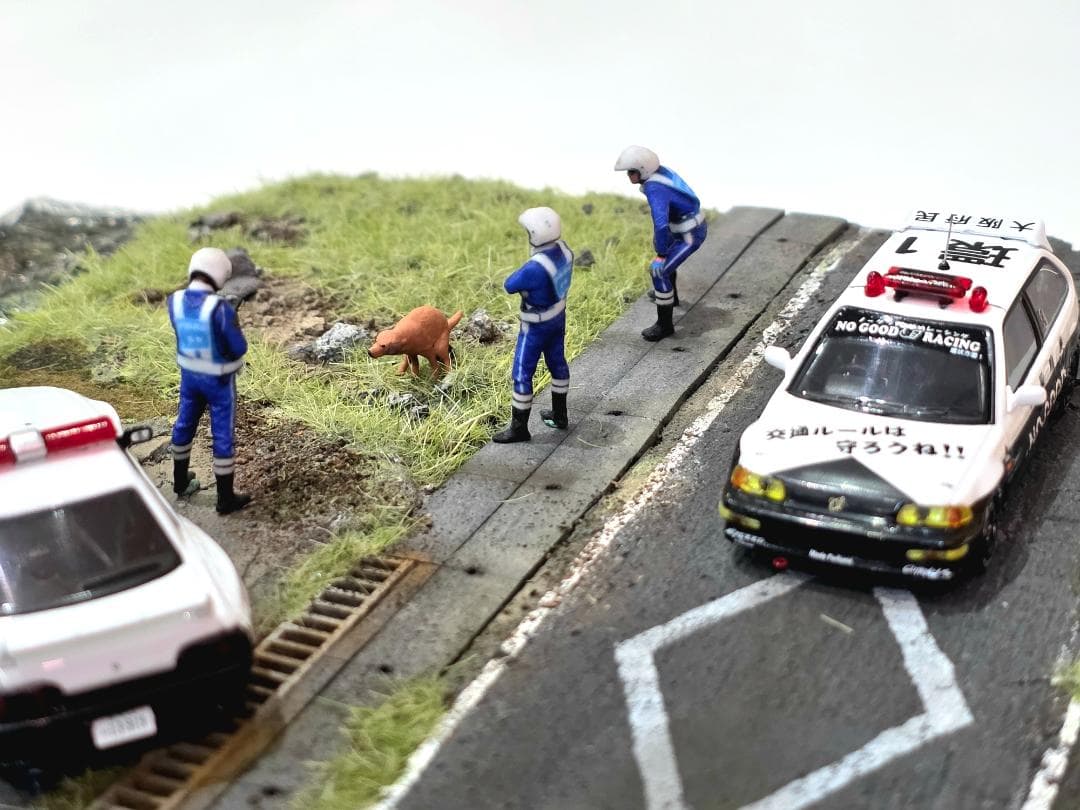 カスタム 現実的 警察ジオラマ 1:64 セット A4サイズ