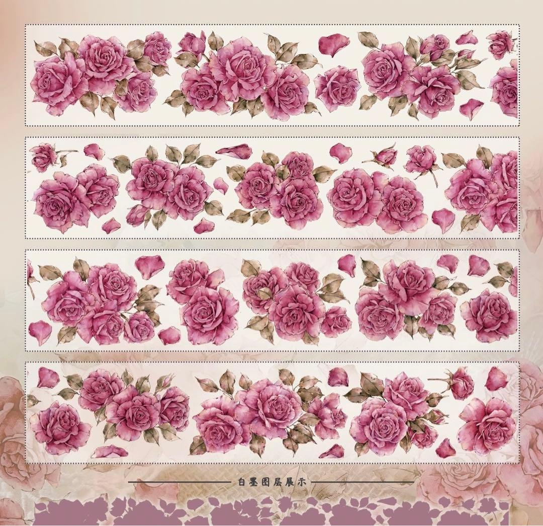 新品マスキングテープ　花マスキングテープお裾分け　切り売り7ループ