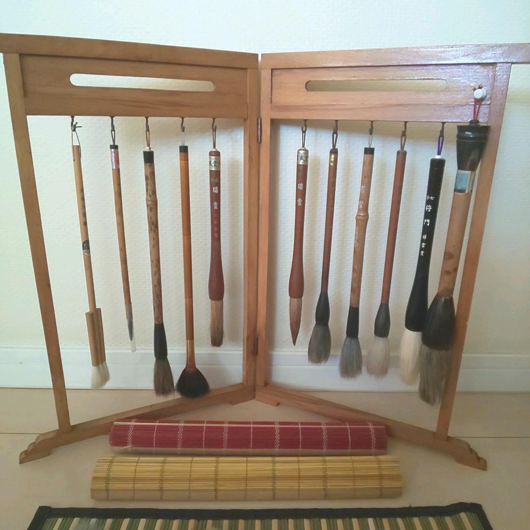 【水墨画】筆掛け& 筆38本 おまとめセット