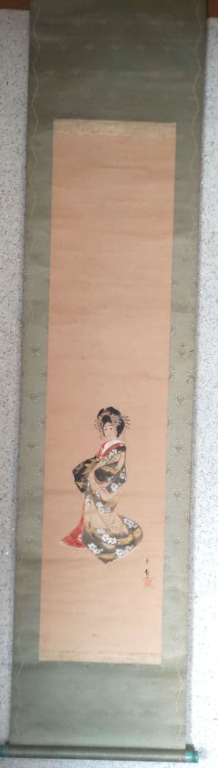 大江良起　美人画掛軸 H55