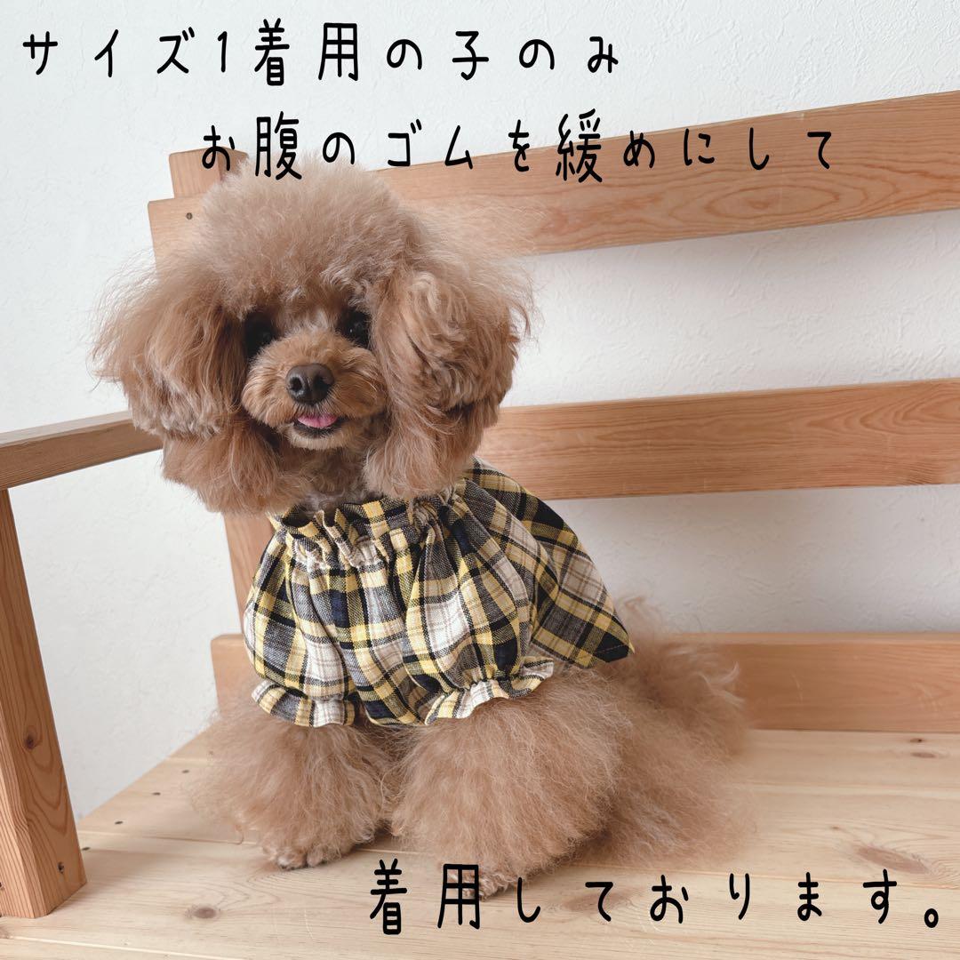 ハンドメイド　韓国生地タータンチェック　立ち襟ふんわりチュニック　紅葉にも♡