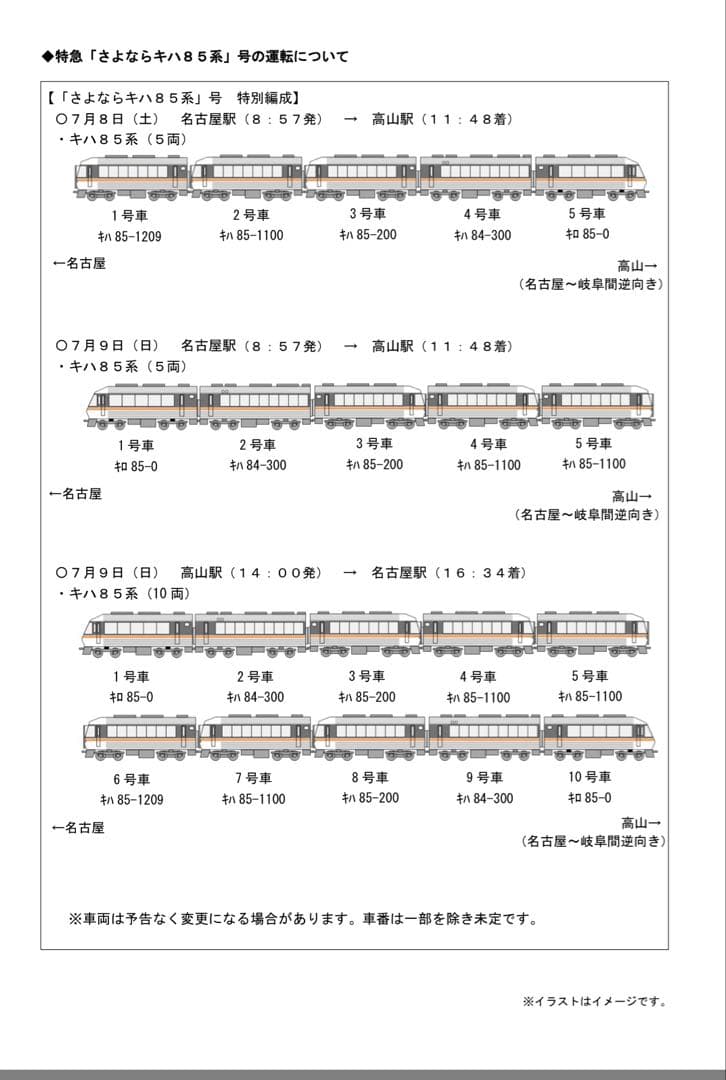 KATO キハ85系 さよならキハ85系号　5両セット
