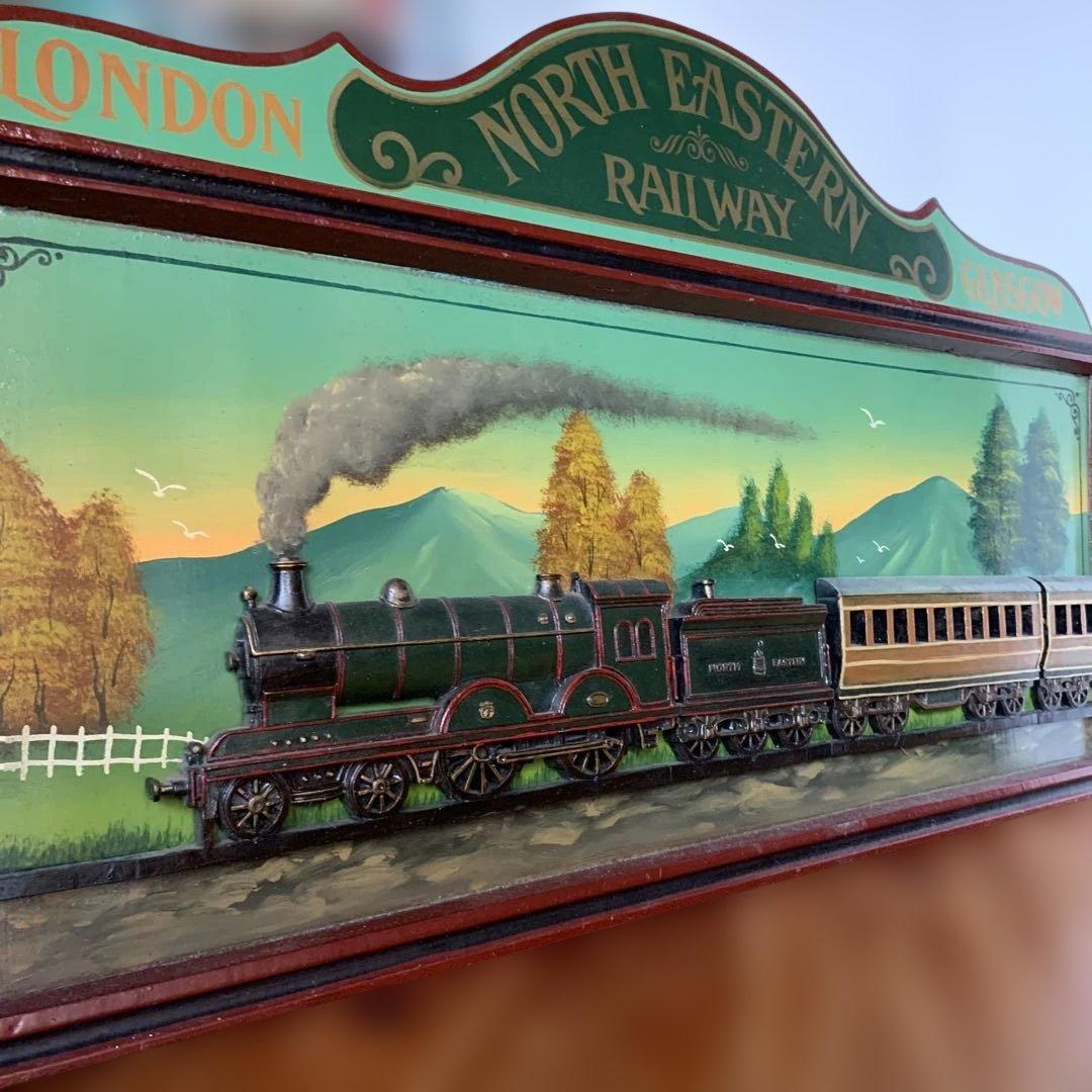 ロンドン・ノースイースタン鉄道 蒸気機関車 立体 看板　風景　アンティーク
