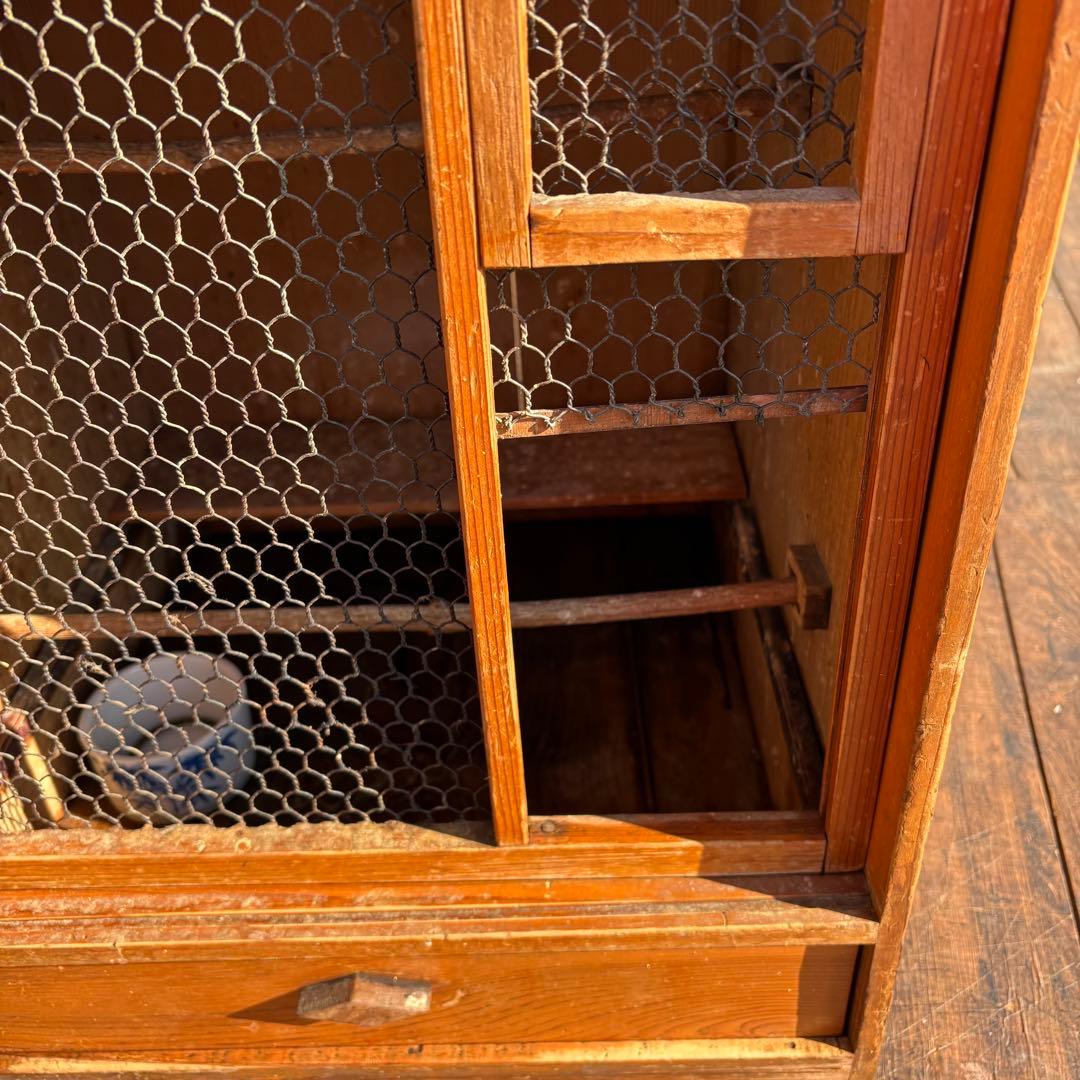 昭和レトロ 木製 飼育箱 小動物 小鳥 鳥かご 巣箱 引き出し古道具 めじろ箱