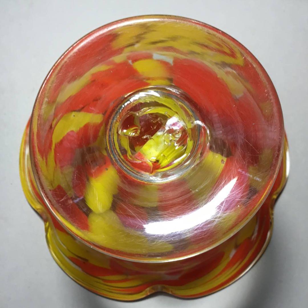 氷コップ◆２色 / オレンジ黄色◆輪花 戦前 大正ロマン かき氷 アンティーク