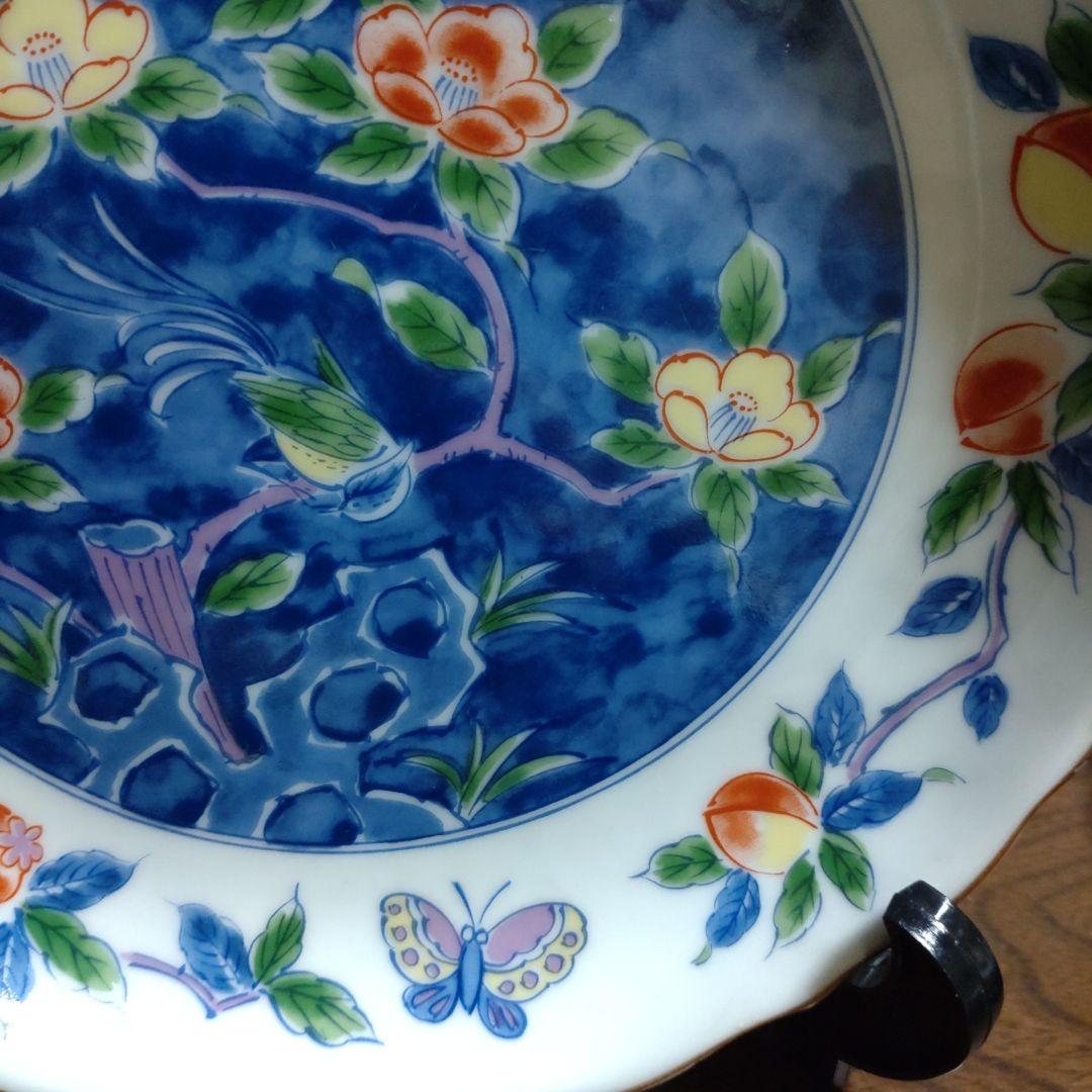 【庫山窯】花縁花鳥図中皿　銘々皿五客揃い