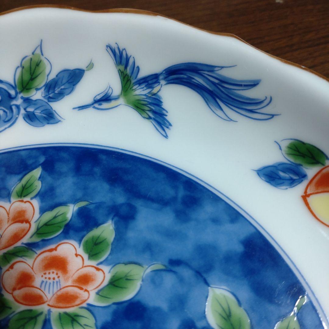 【庫山窯】花縁花鳥図中皿　銘々皿五客揃い