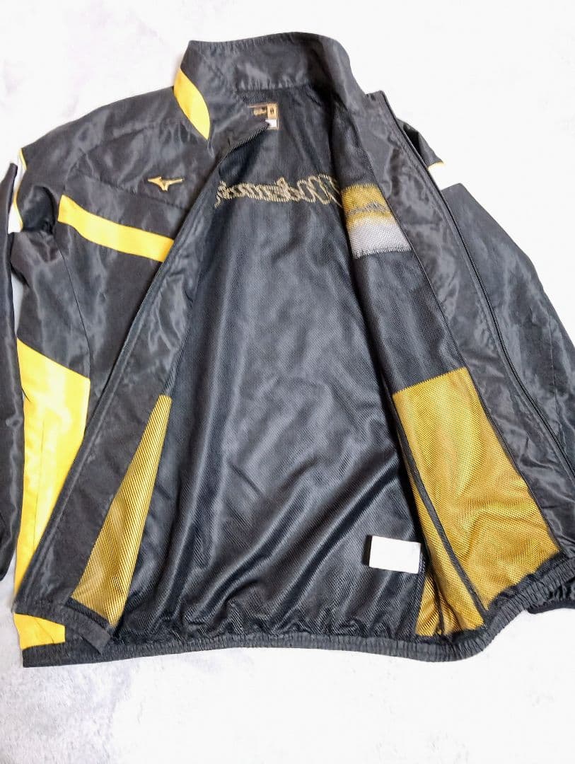 MizunoProミズノプロ ナイロンフルジッパー ジャケット 黒金Oサイズ上下