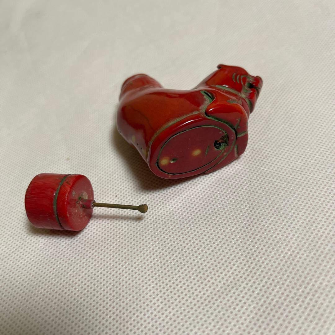 値下げ　虎彫刻　珊瑚風彫　鼻煙壺 ？　山珊瑚？　希少　アンテーク