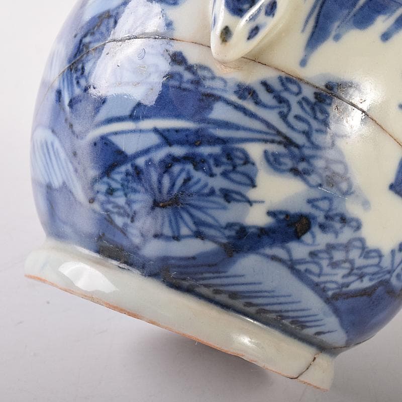 中国　青花　山水人物文　水注瓶　C　R7882