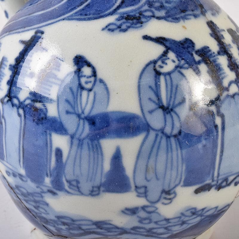 中国　青花　山水人物文　水注瓶　C　R7882