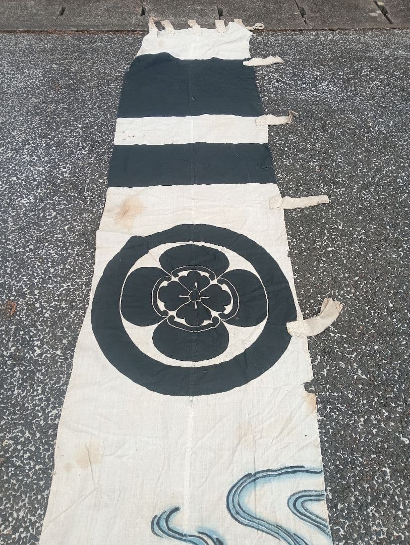 武者絵 兜武者 馬 手描き のぼり旗 木綿 リメイク 古布 古裂 　明治