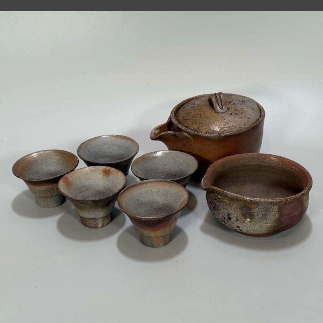 【伝統美】本山和泉 造 備前燒 煎茶器 摘み 宝瓶 湯冷まし 煎茶道具 急須