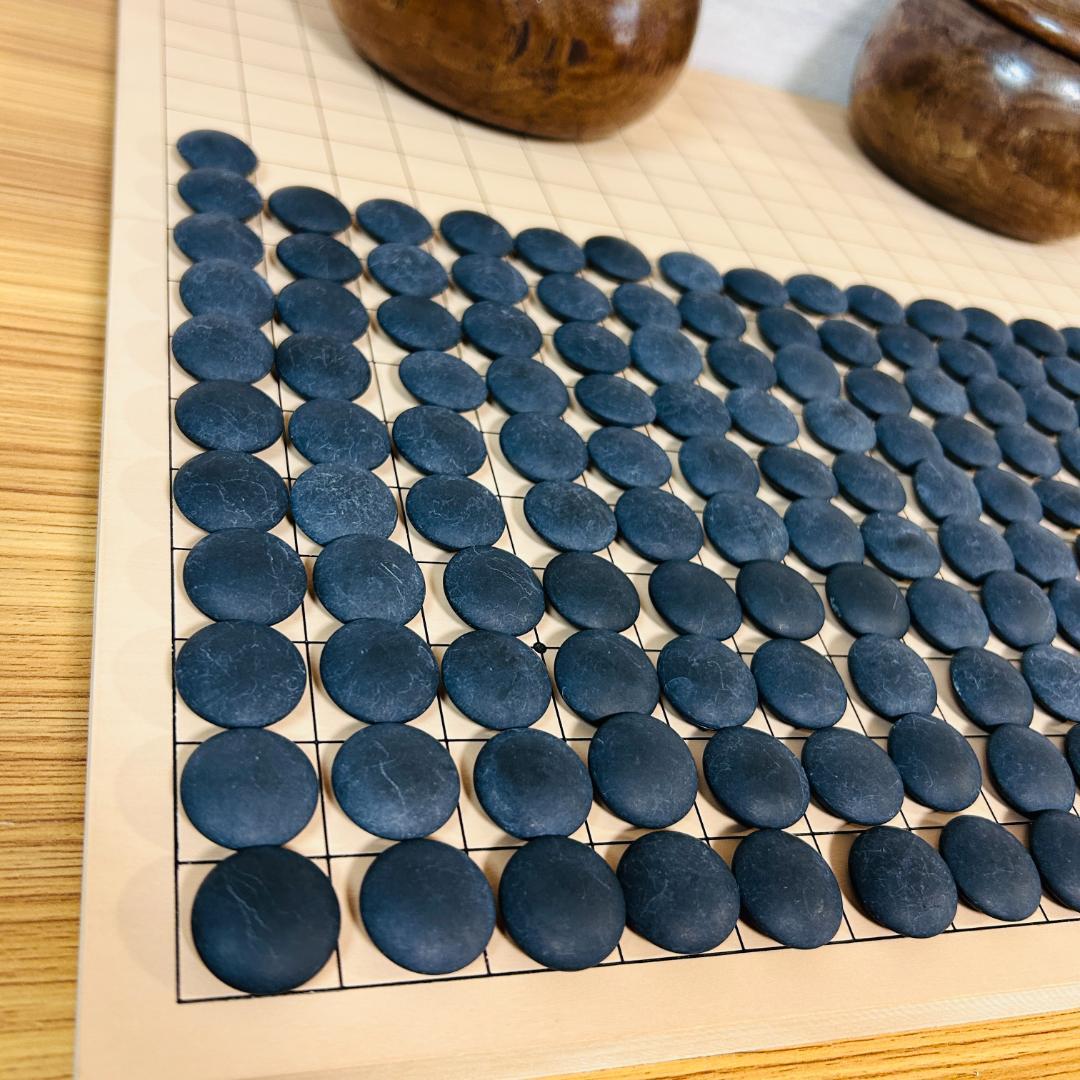 蛤碁石(月印) 那智黒石 32～33号 白180個 + 黒181個 囲碁