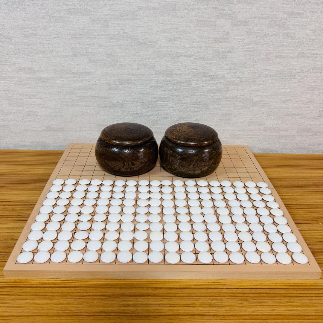 蛤碁石(月印) 那智黒石 32～33号 白180個 + 黒181個 囲碁