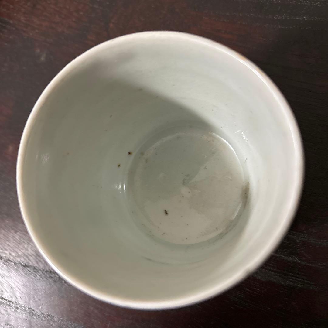 古伊万里染付　格子縞　蔓草文　②蕎麦猪口　江戸初期前期　アンティーク　白磁　李朝