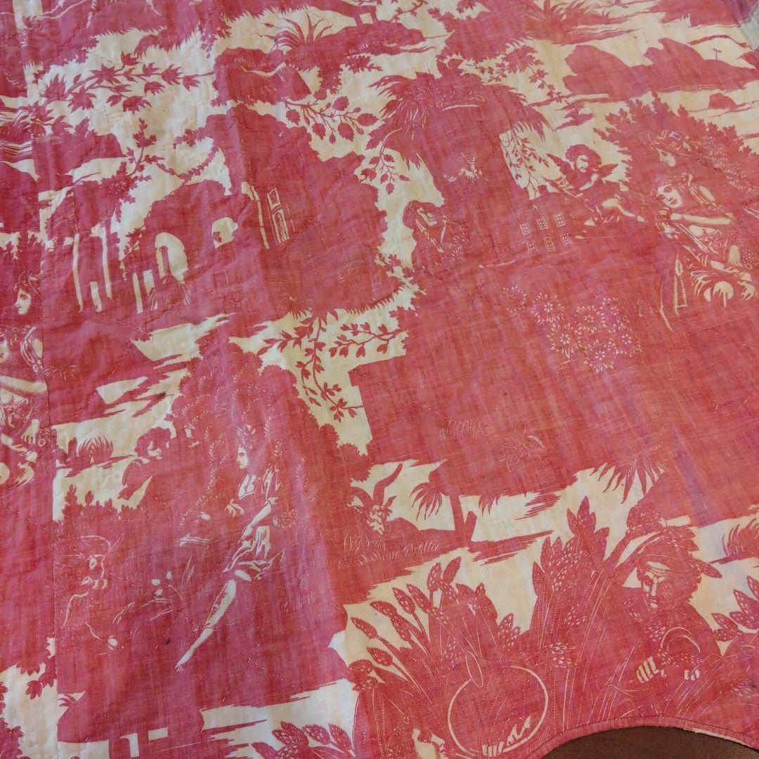 フランス　19世紀　アンティーク　コットン　トワルドジュイ