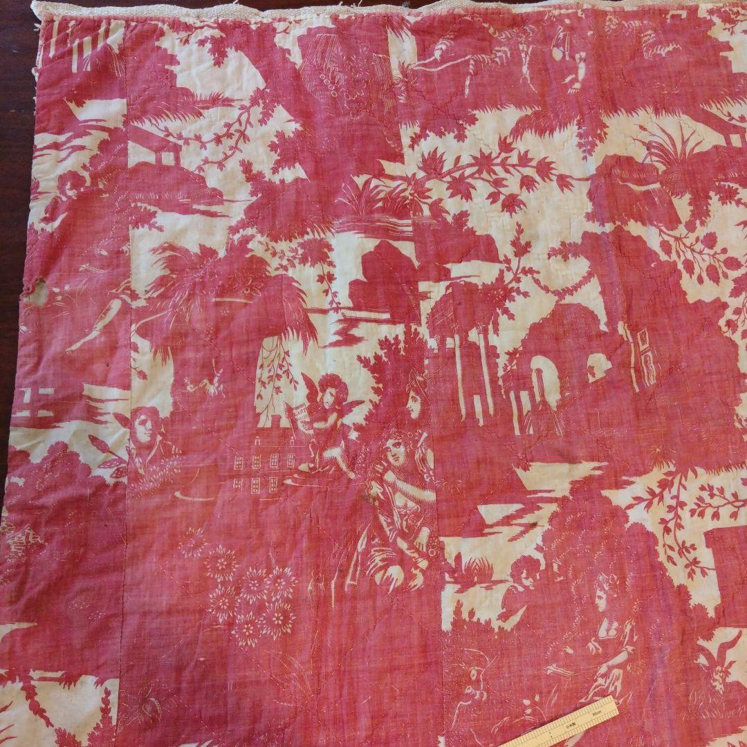 フランス　19世紀　アンティーク　コットン　トワルドジュイ