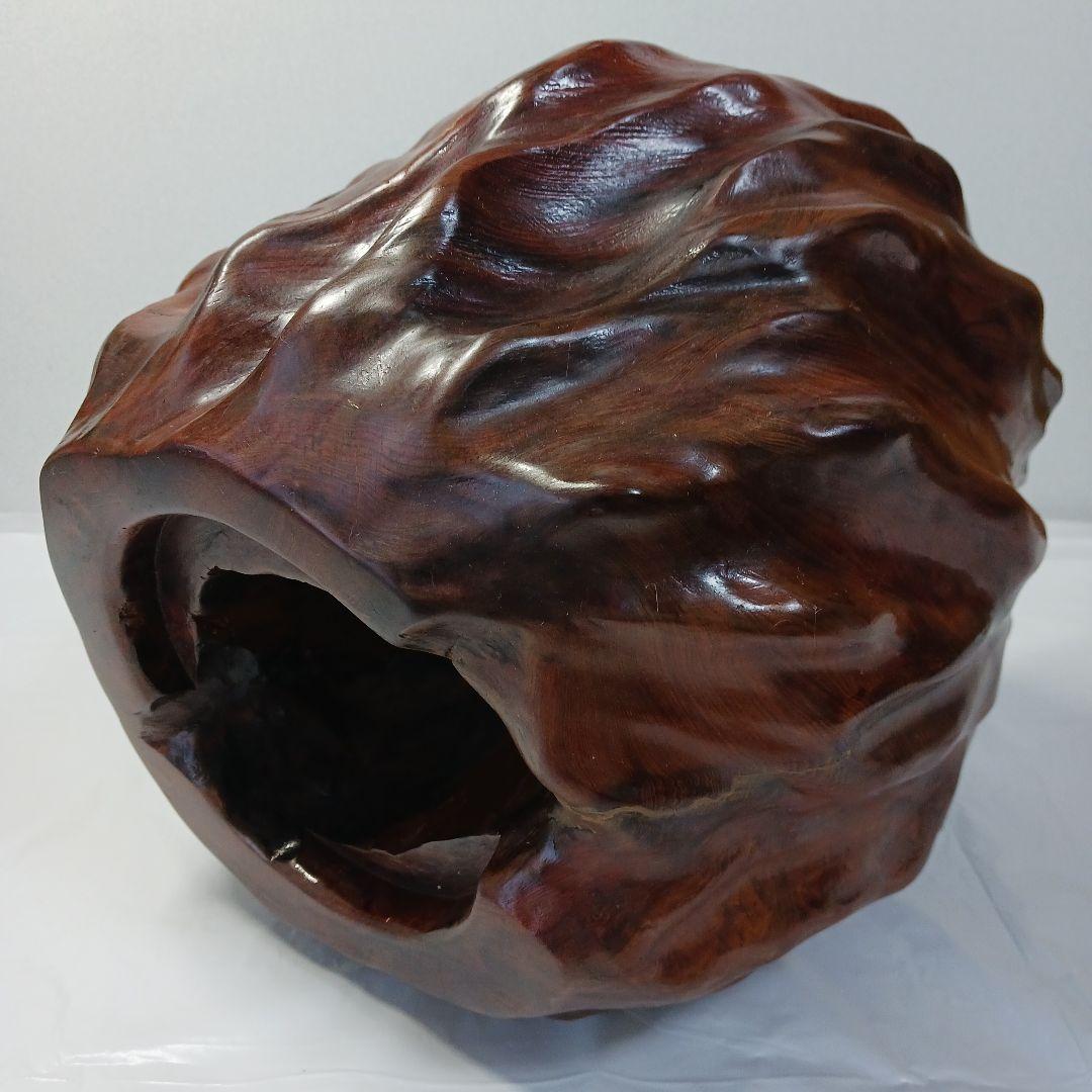 送料込み　屋久杉　虎杢の花器・つぼ(アンティーク)