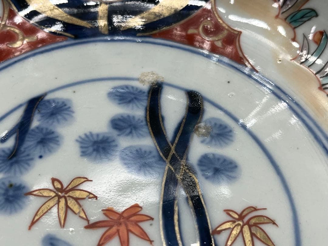 明治時代　伊万里　跳ね兎　色絵　輪花　深鉢