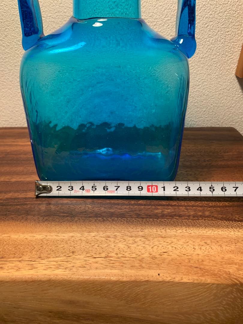 倉敷ガラス 小谷眞三 両耳付花瓶 民藝 小谷ブルー