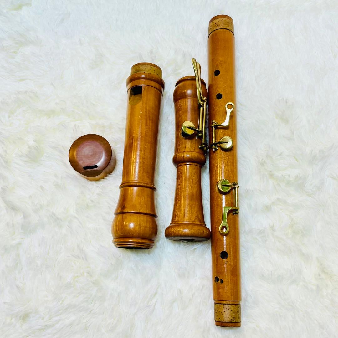 希少な美品　zen-on バスリコーダー　3本継ぎ　ゼンオン　　全音　ケース付き