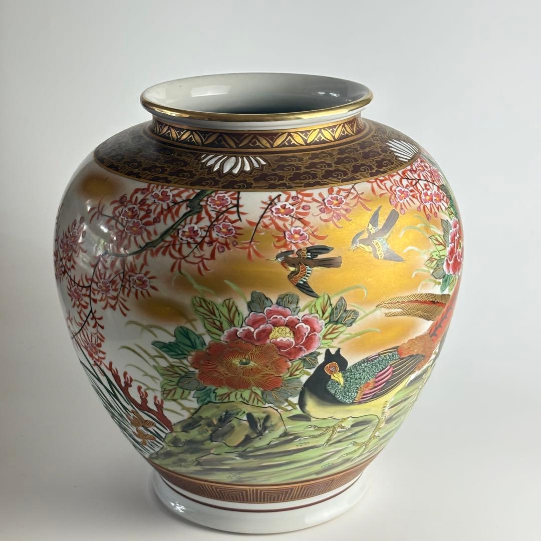 古美術品 九谷焼 大雅 花瓶 金彩 花入 花器