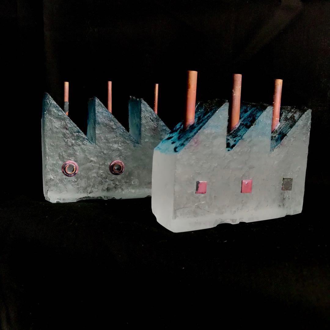 ガラス作家　佐伯泰典作　「夢工場　夜の天蓋」お香立て