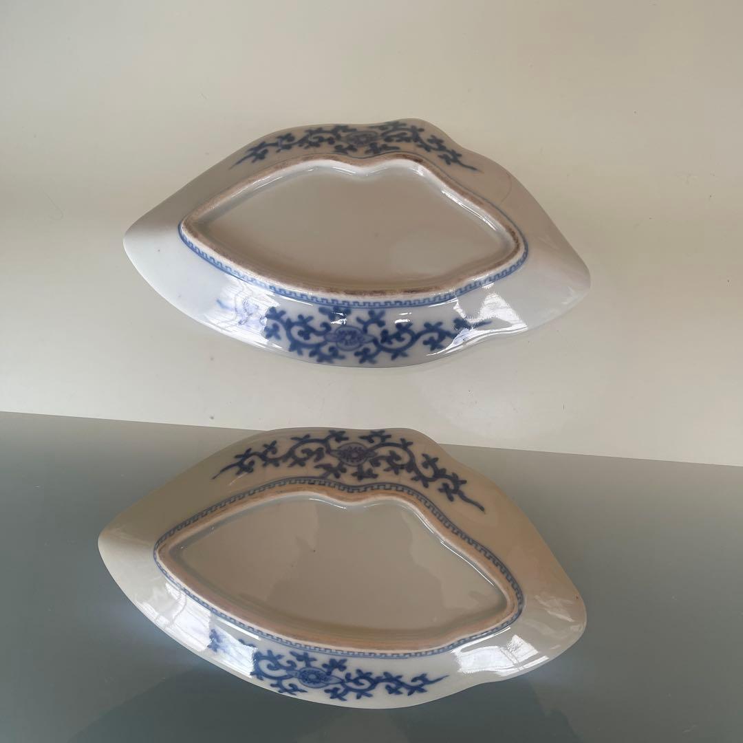 江戸時代　古伊万里　笠【頭に被る笠】型皿 2客　柴田コレクションに同手