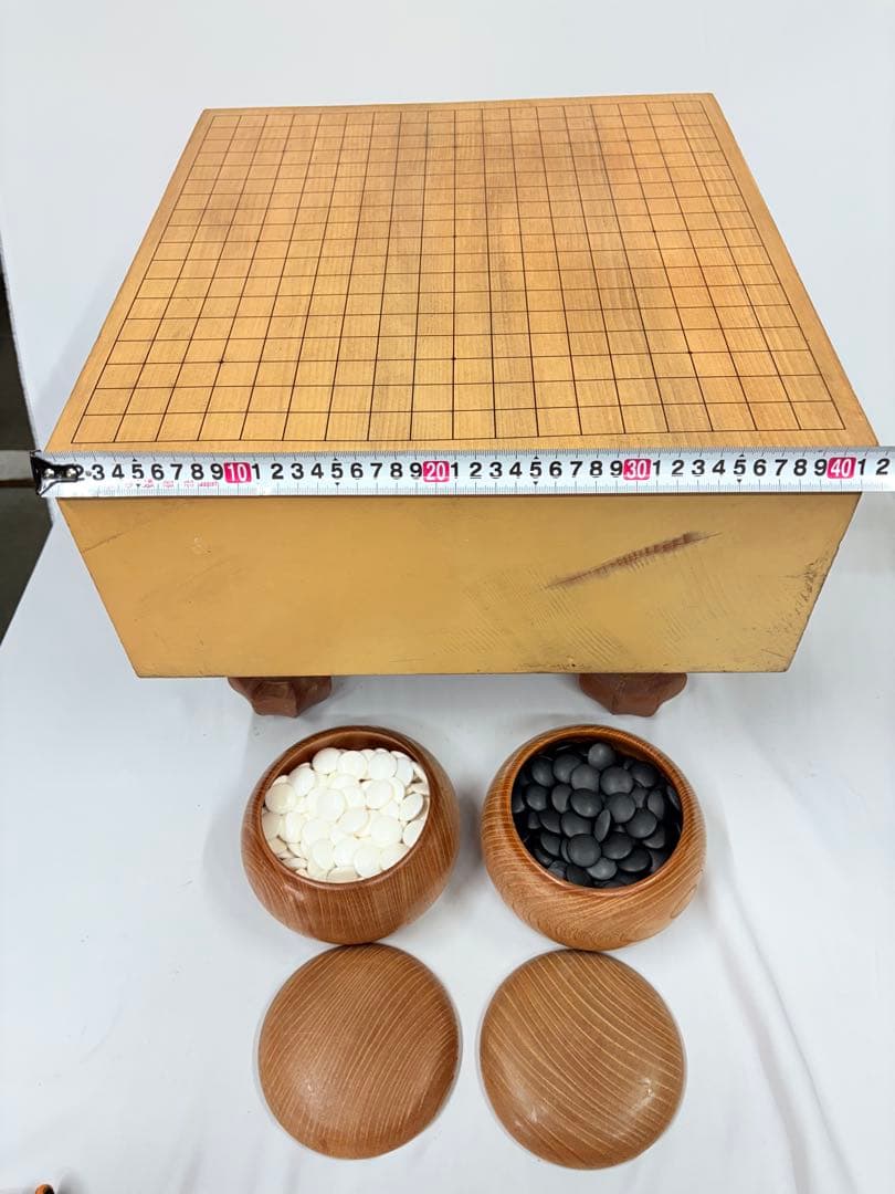 碁盤 碁石付き 希少 囲碁 碁石 本蛤碁石 碁盤セット　19.5kg