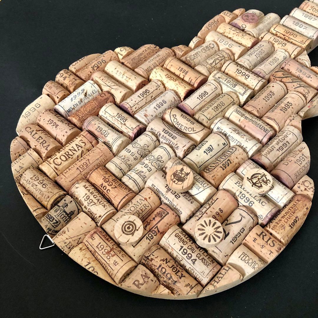 ヴィンテージワインコルク　 コルクアート エレキギター　ハンドメイド　インテリア